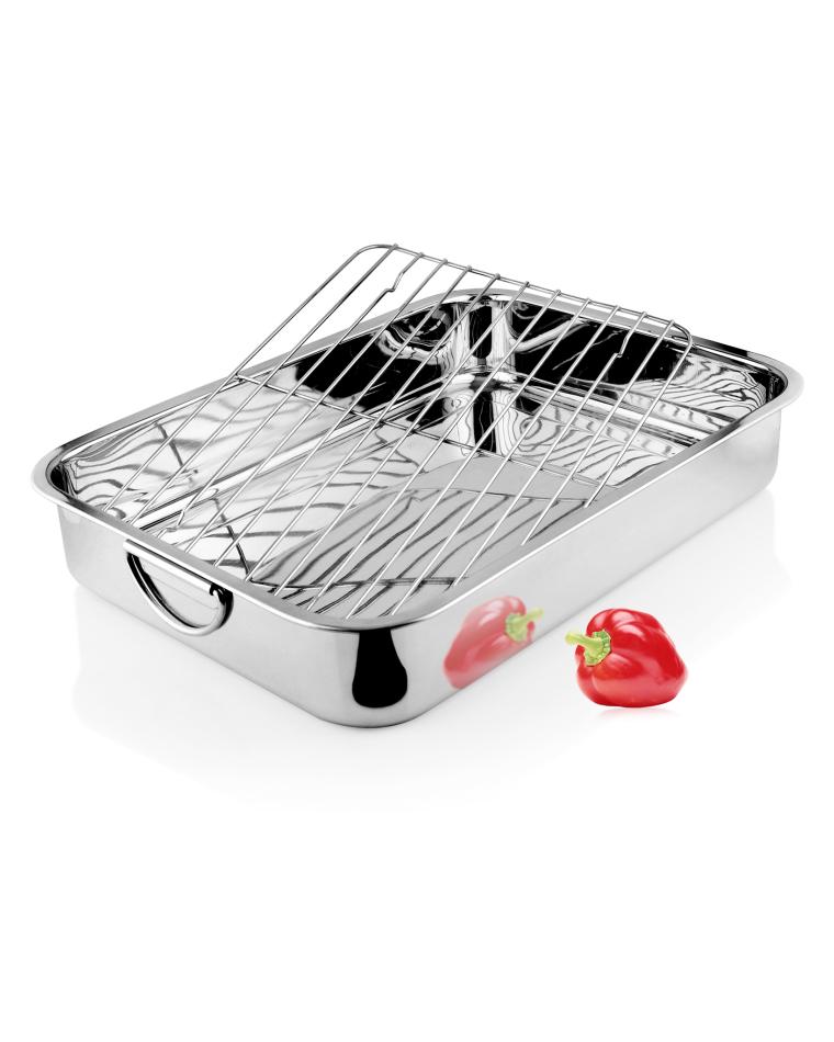 Braadslede - RVS - Incl. rooster - 30 x 22 CM - Promoline