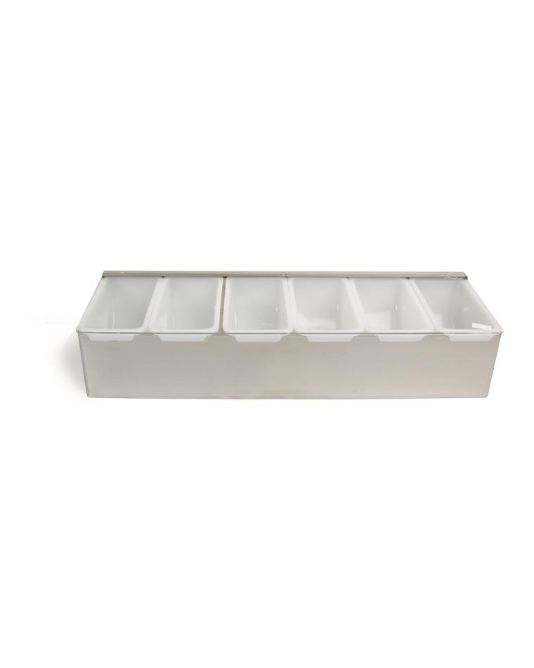 Ingredientenhouder - 6-Vaks - RVS / Wit - Promoline