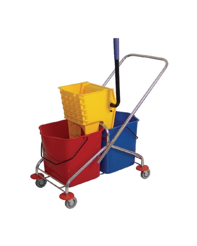 Rolemmer - Met wringer - 2 x 23 Liter - Blauw/Rood - H 86 x 41 x 99.5 CM - Jantex - M880