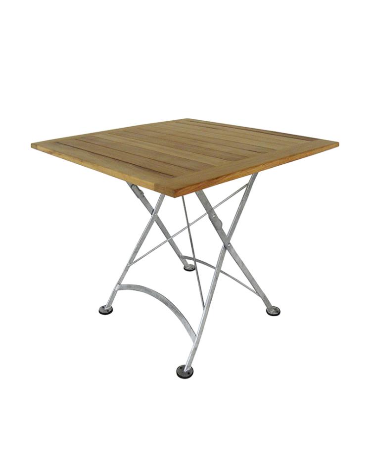 Terrastafel - H 76.5 - 60 x 60 cm - Teak - Gietijzer - Promoline