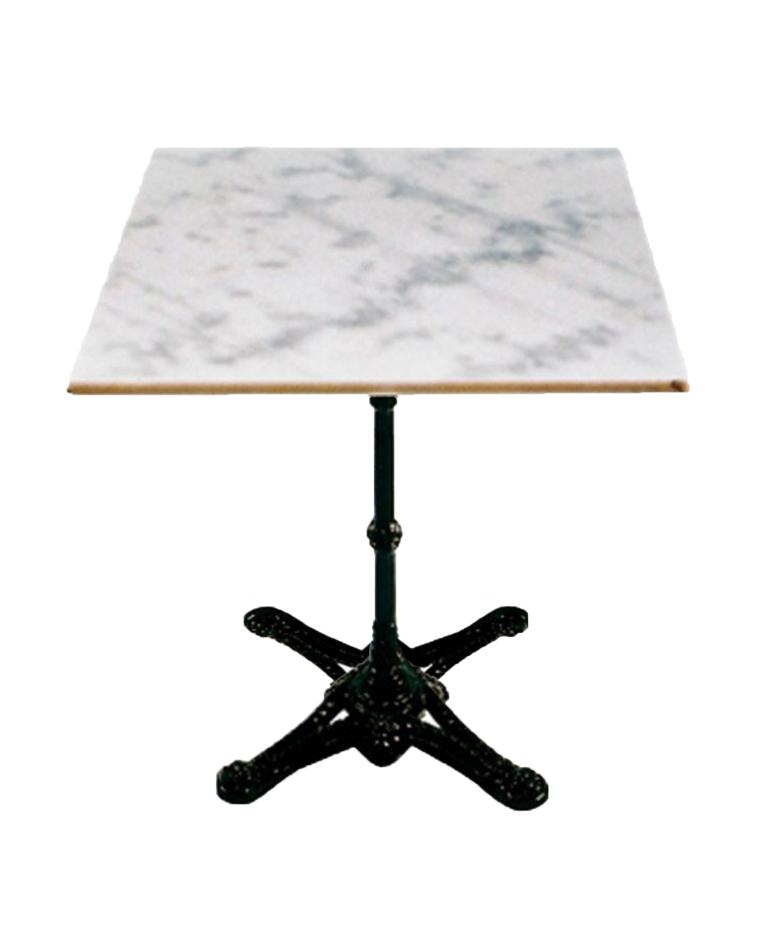 Tafel - Marmer Wit - 70x70 Cm - Gietijzer - 4 Teens 