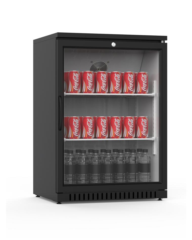 Koelkast glazen deur - 130 Liter - 1 deurs - Zwart - Promoline