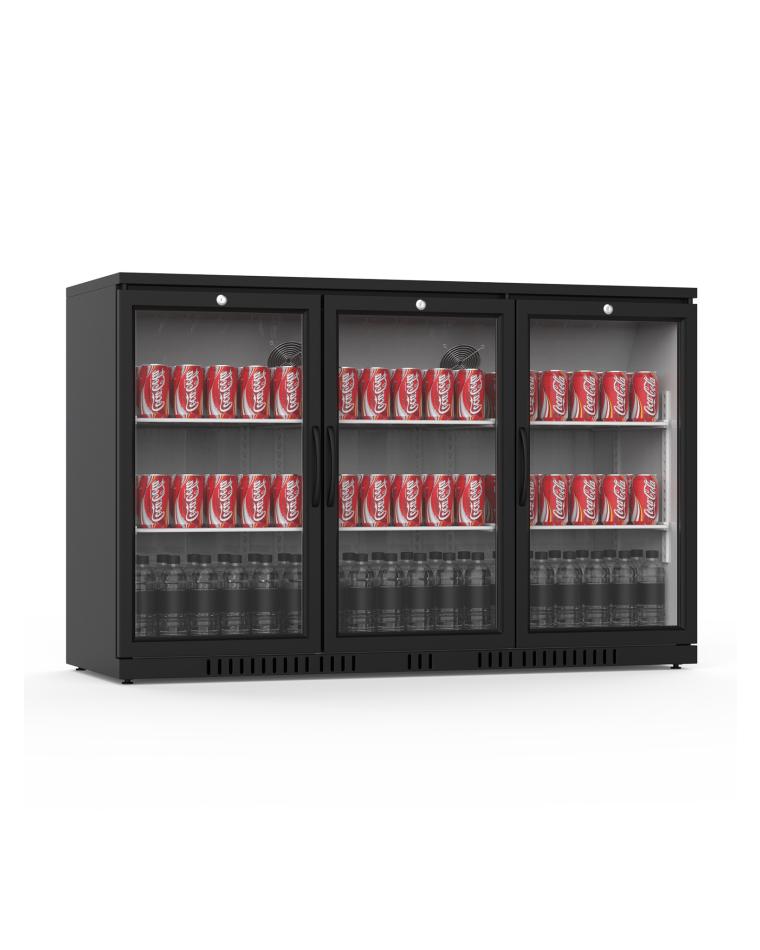 Barkoelkast - 320 Liter - 3 deurs - Zwart - Promoline