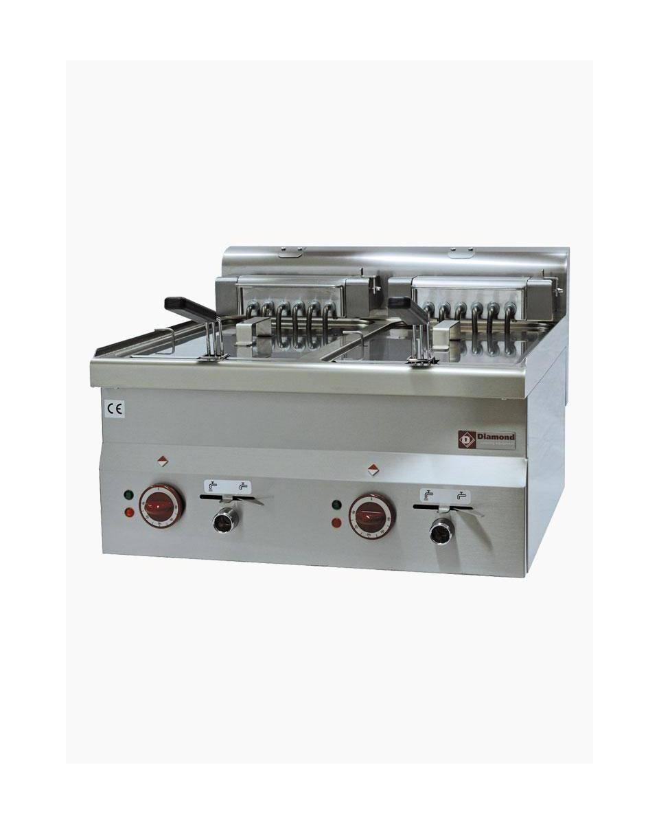 Friteuse - 2 x 10 Liter - Elektrisch - Aftapkraan - Tafelmodel - Diamond - E60/F20-6T