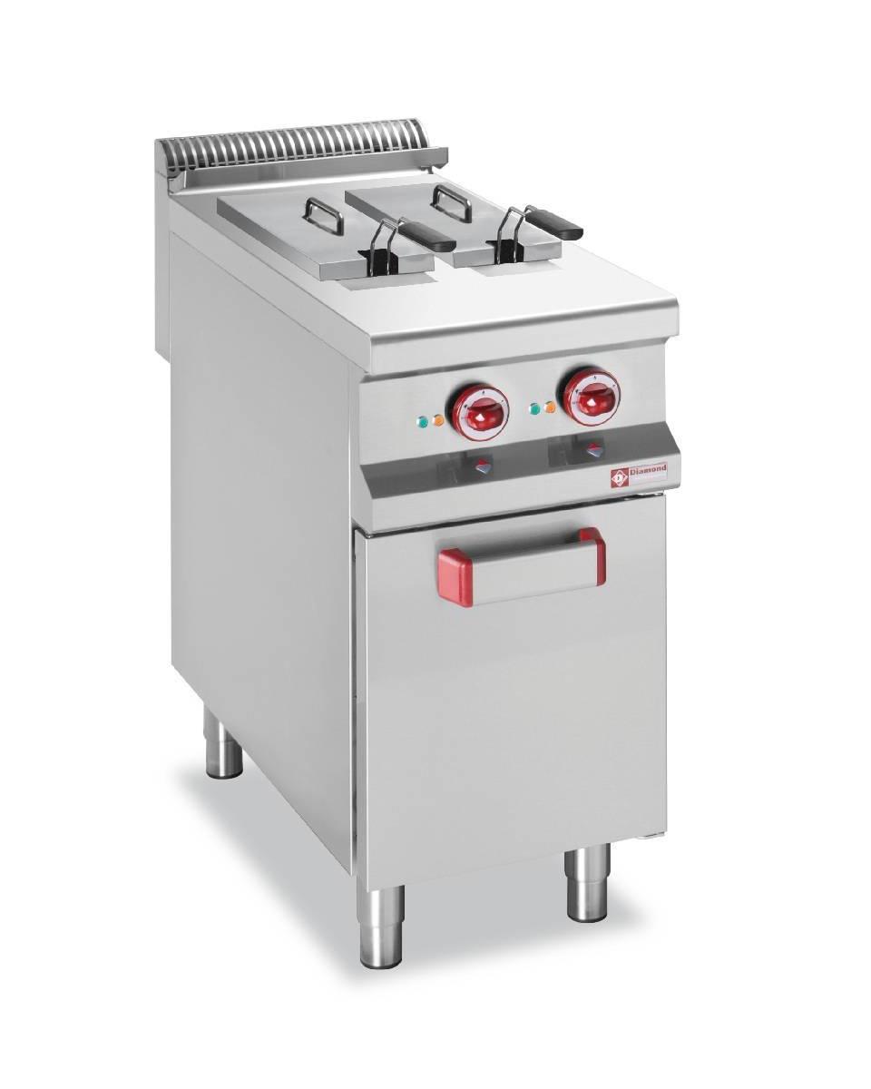 Friteuse - 2 x 8 Liter - Elektrisch - Aftapkraan - Onderstel - Diamond - E9/F2V8A4