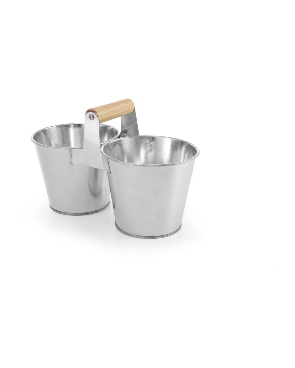 Dubbele emmer met handvat - H 10.5 X 12.5 X 25 CM - Hendi - 425954