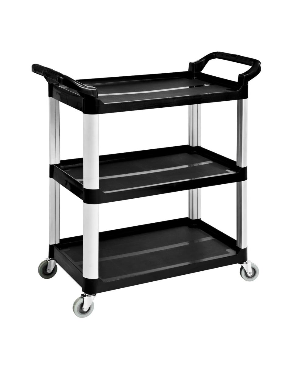 Serveerwagen - 3 niveaus - Aluminium - H 96 x 102 x 50 CM - Zwart - Promoline