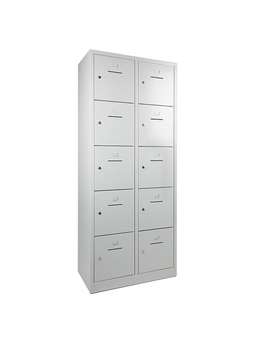 Garderobe Lockerkast - 10 deurs - H 190 x 80 x 45 CM - Grijs - Cilinderslot - WRC