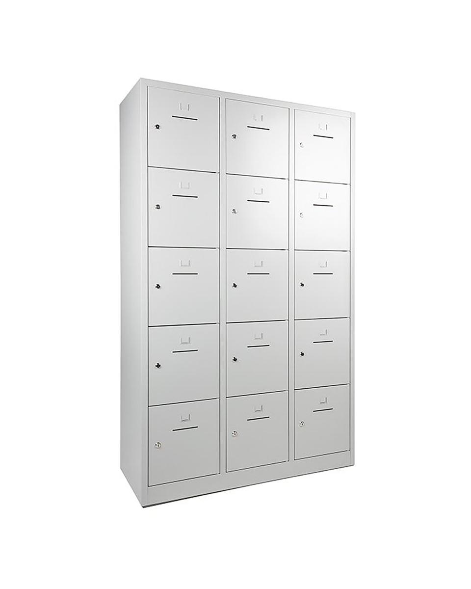 Garderobe Lockerkast - 15 deurs - H 190 x 120 x 45 CM - Grijs - Hangoogslot - WRC