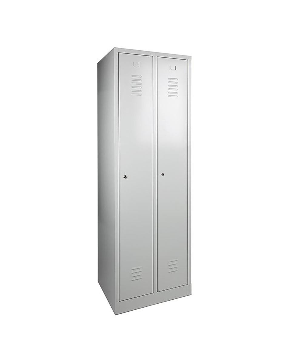 Garderobe Lockerkast - 2 deurs - H 180 x 60 x 50 CM - Grijs - Cilinderslot - WRC