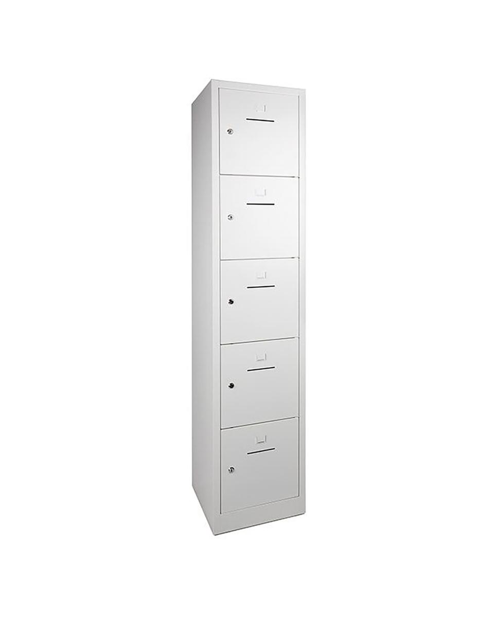 Garderobe Lockerkast - 5 deurs - H 190 x 41.5 x 45 CM - Grijs - Cilinderslot - WRC