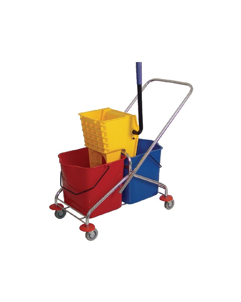 Rolemmer - Met wringer - 2 x 23 Liter - Blauw/Rood - H 86 x 41 x 99.5 CM - Jantex - M880