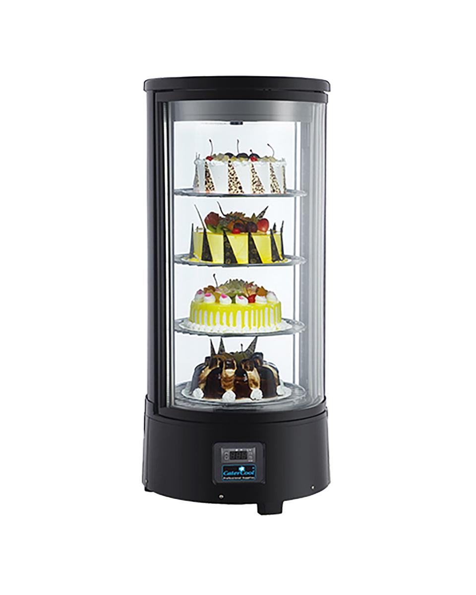Koelvitrine - H 98.5 CM - 38.5 KG - Ø45 CM - 220 - 240 V - 170 W - Geforceerd - R600A - Zwart - 72 Liter - +0°C / +10°C - CaterCool - 712030
