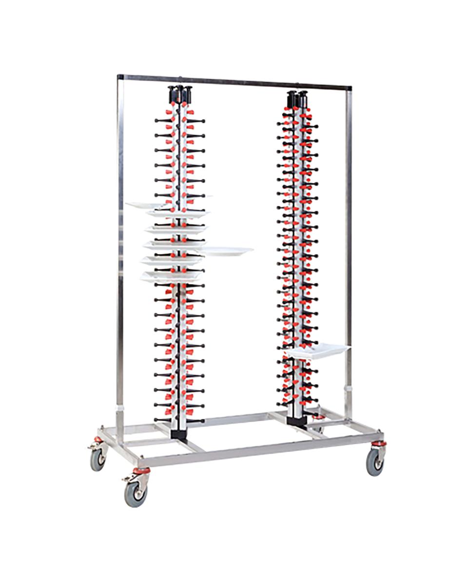 Bordenrek Dubbel - H 186 x 120 x 60 CM - 31.6 KG - RVS - Plate Mate - 556044