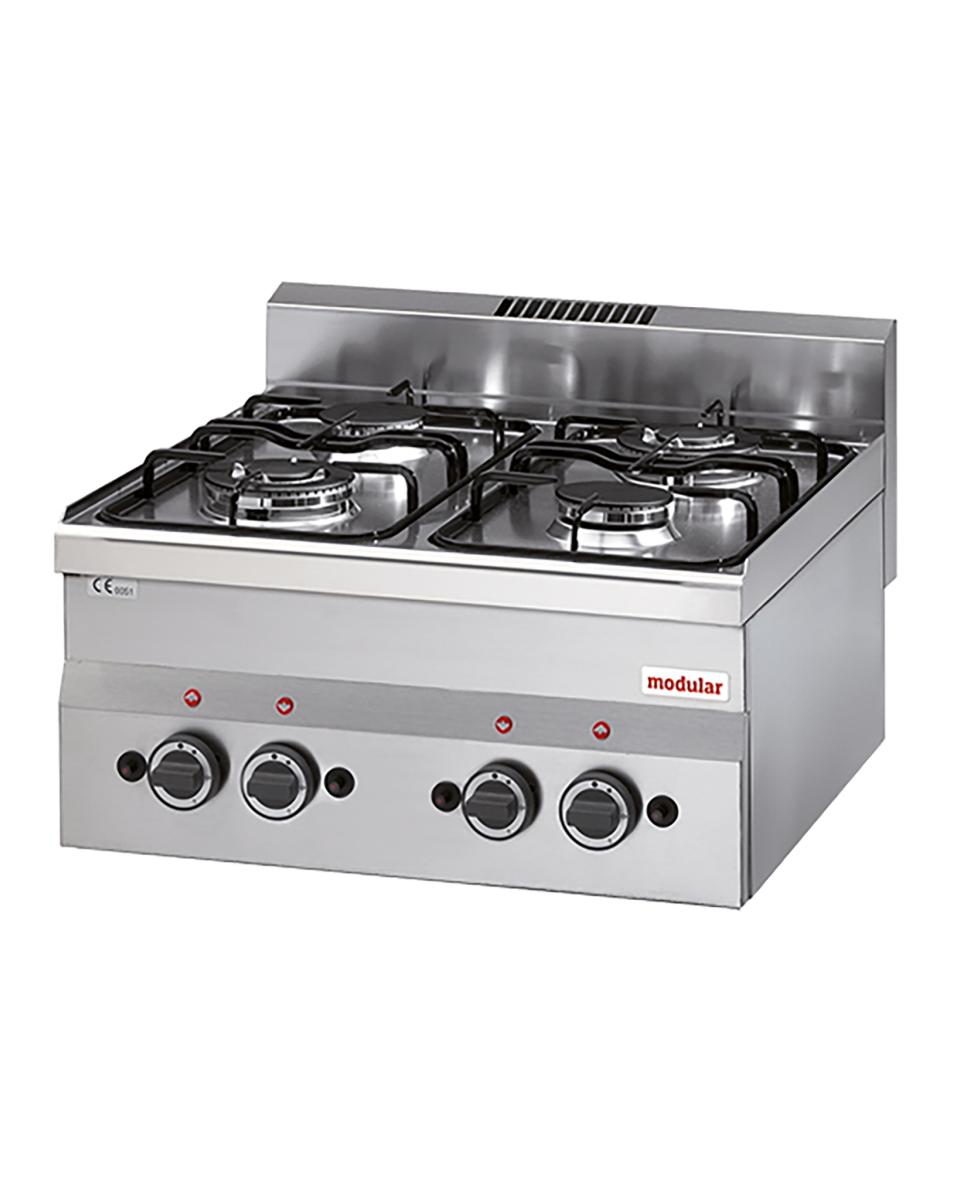 Kooktoestel - H 28 x 60 x 60 CM - 17 KG - Aardgas - 13.8 CM - RVS - Gas - Modular - 316602