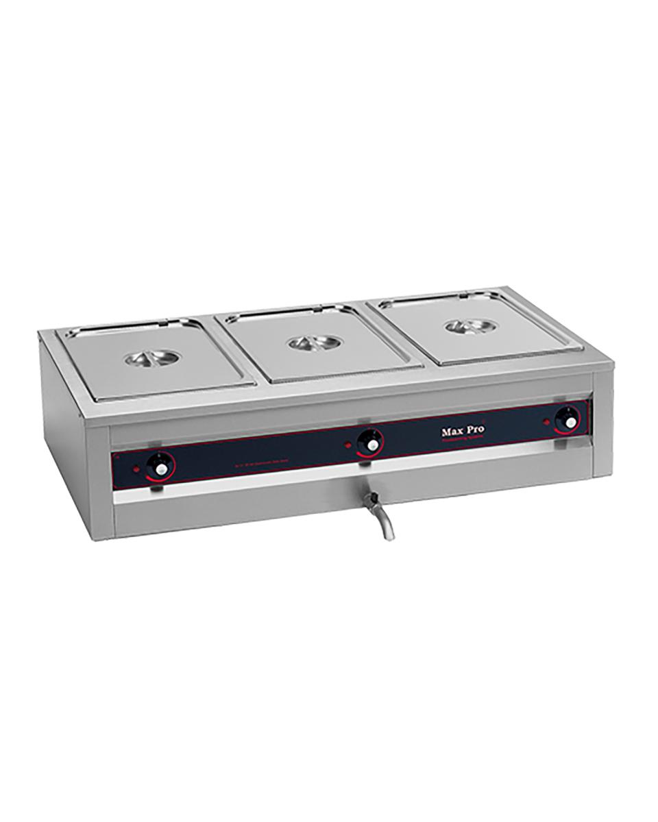 Bain Marie - H 30.6 x 109.5 x 65.5 CM - 33.6 KG - 220 - 240 V - 3000 W - RVS - MaxPro - 921252