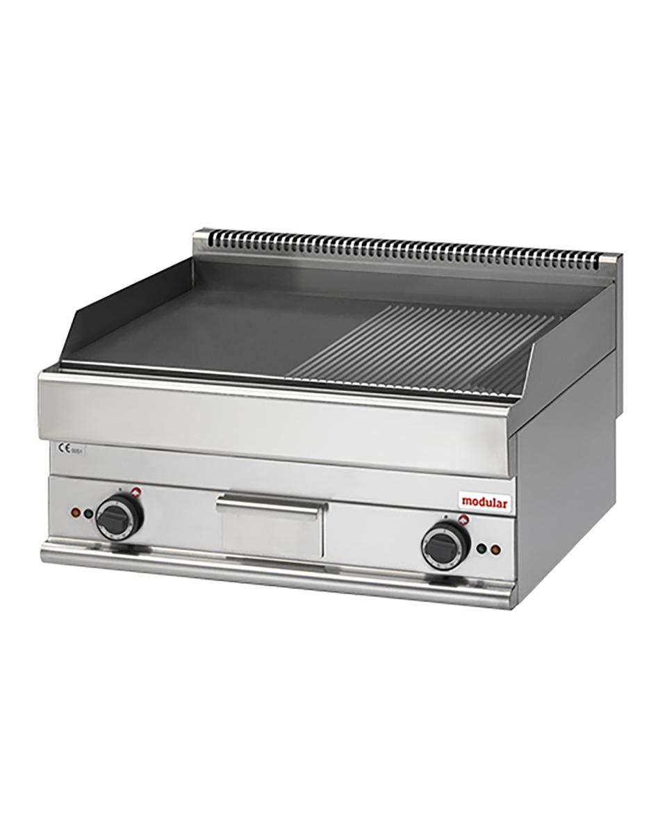 Bakplaat - H 28 x 70 x 65 CM - 56 KG - 9000 W - RVS - Glad/Geribbeld - +50°C / +300°C - Modular - 316038