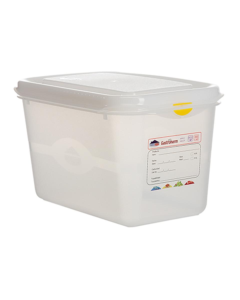 Voedseldoos - 1/4 GN - 4.3 Liter - H 15 x 26.5 x 16.2 CM - Polypropyleen - Transparant - -40°C / +100°C - Luchtdicht Afsluitbaar - Denox - 600420