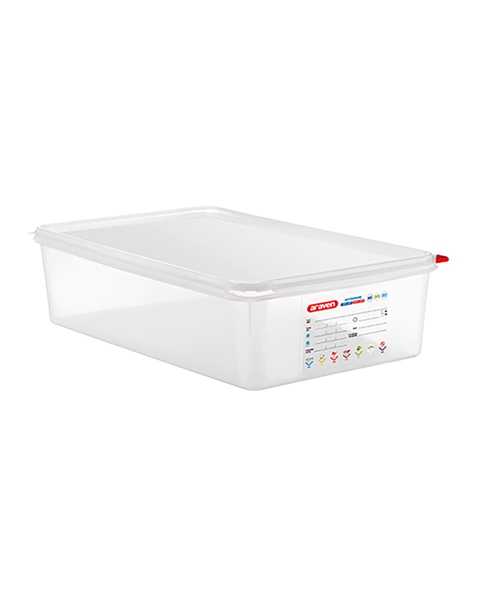 Voedseldoos - 1/1 GN - 13.7 Liter - H 10 x 53 x 32.5 CM - Polypropyleen - Transparant - -40°C / +95°C - Luchtdicht Afsluitbaar - Araven - 962313