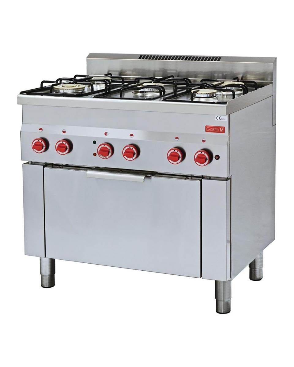 Gasfornuis - 600 Line - 5-pits - Heteluchtoven - H 85 x 90 x 60 CM - 220-240 V - RVS - Gastro M - GN014