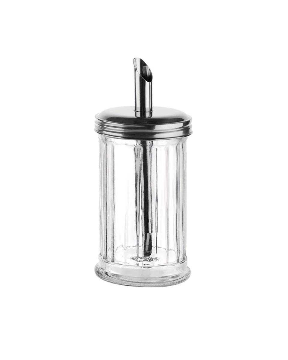 Suikerstrooier - Ø 7.5 x H 17.5 CM - Glas/RVS - Olympia - CN679