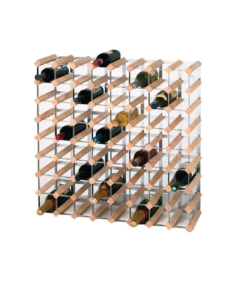 Wijnrek - H 81 x 81 x 23 CM - Hout/Staal - F285