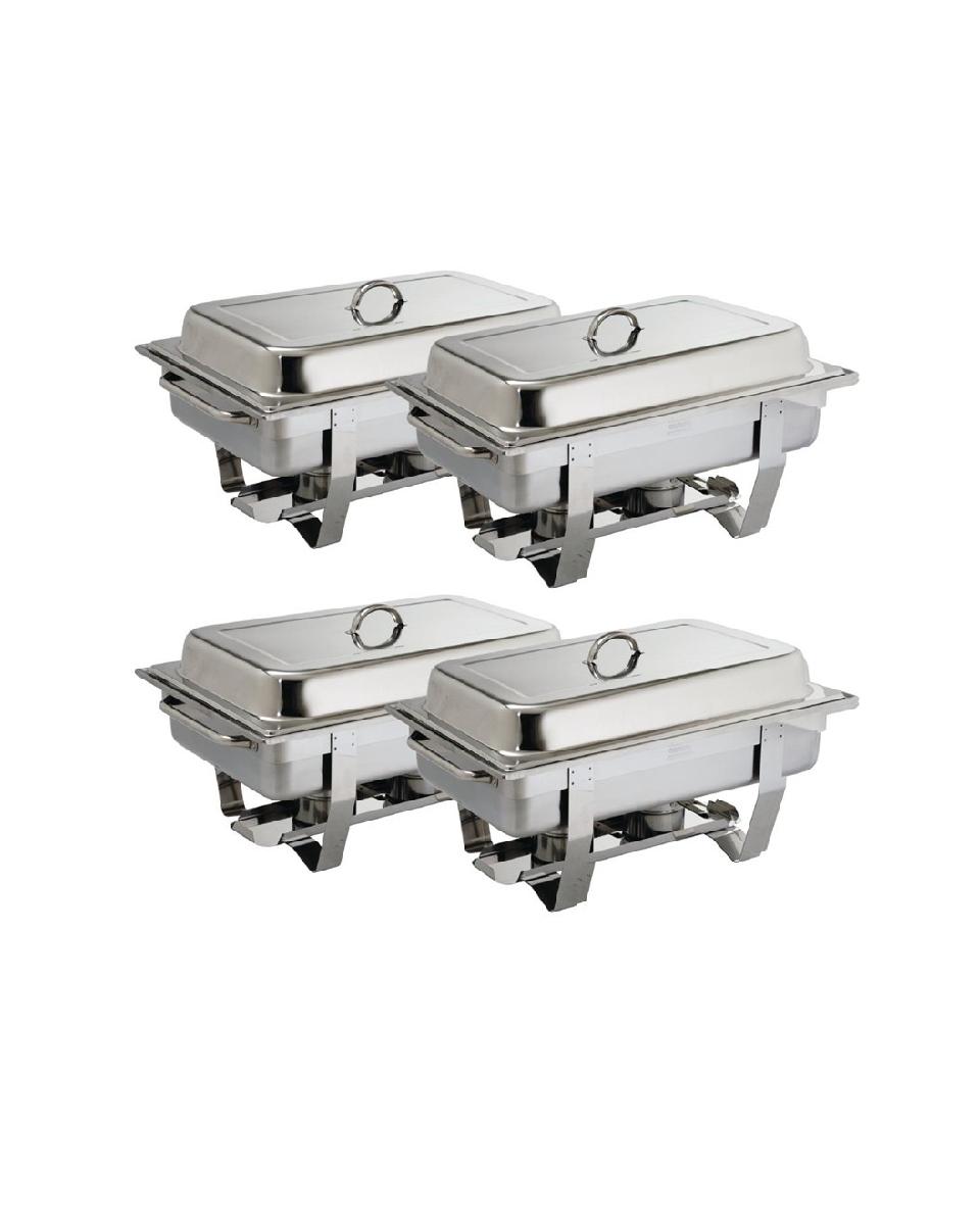 Chafing dish set - 1/1 GN - 9 Liter - 4 stuks - Zilver - H 27 x 33.2 x 59 CM - RVS - Olympia - S299