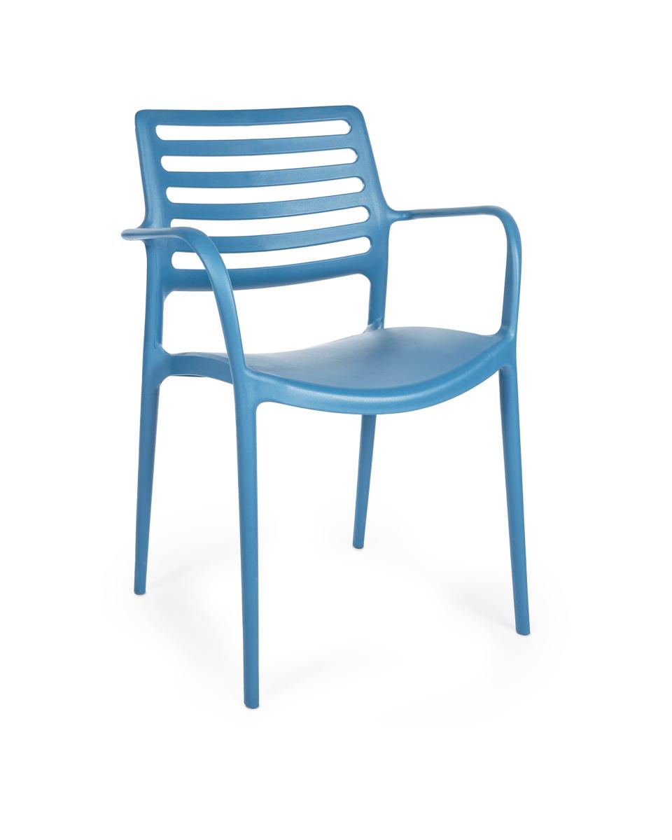 Terrasstoel - Louise - Blauw - Kunststof - Promoline