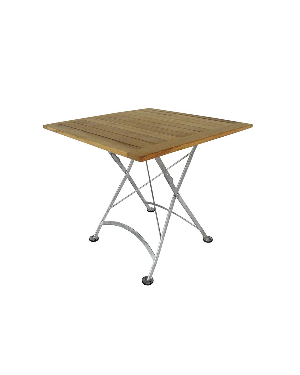 Terrastafel - H 76.5 - 60 x 60 cm - Teak - Gietijzer - Promoline