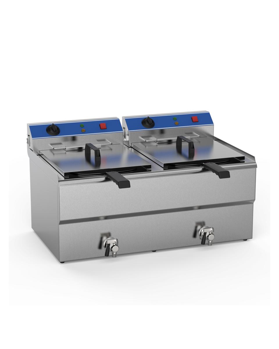Horeca friteuse - Elektrisch - 2 x 10 Liter - Aftapkraan - 400V - Promoline