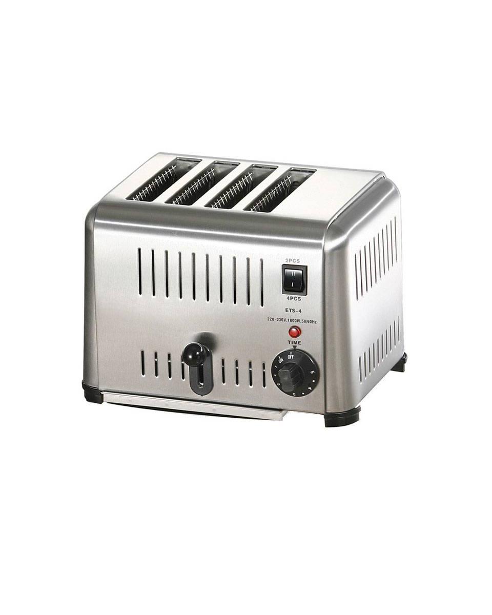 Broodrooster - 4 sleuven - RVS - 1800W - Promoline