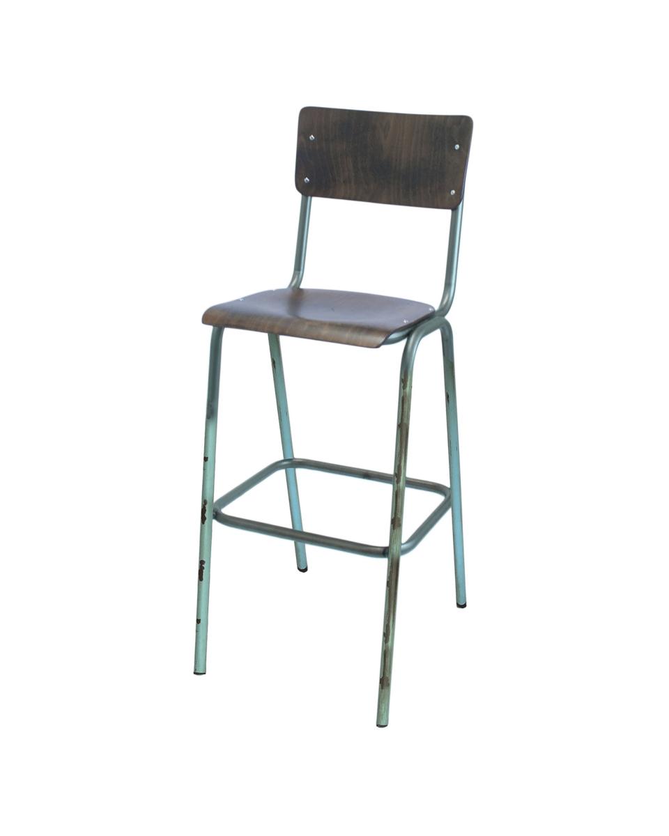 Barkruk - Old School - Vintage Groen - Hout - Promoline