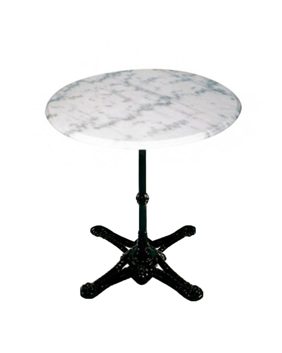 Tafel - Marmer Wit - 80 Cm Rond - Gietijzer - 4 Teens