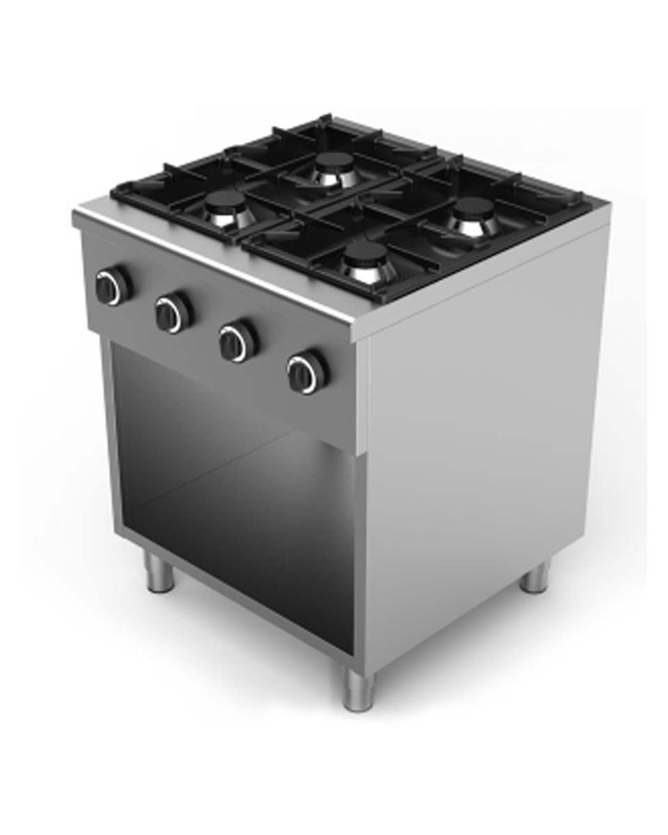 Kooktafel - Gastro-line - 4-pits - H 85 x 70 x 70 CM - Open onderstel - Promoline