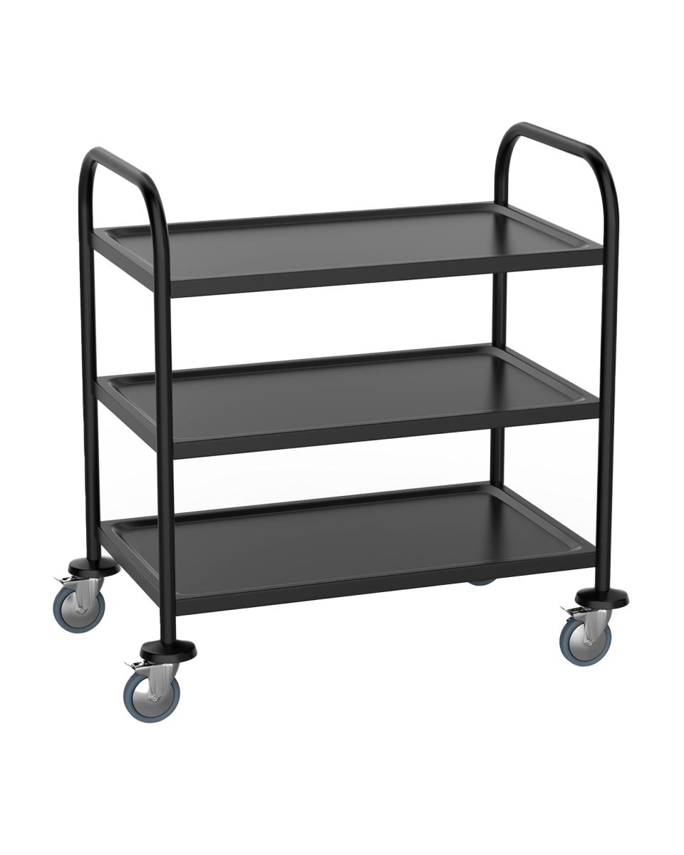 Serveerwagen - RVS - Zwart - 3 etages - Promoline