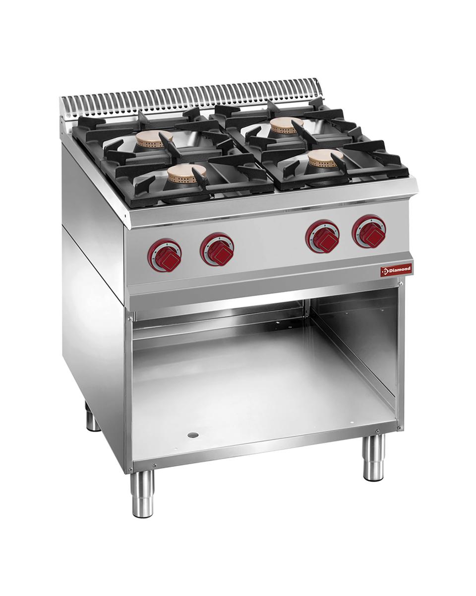 Gasfornuis - 4 Pitten - Open onderstel - Diamond - G7/4BA7-R
