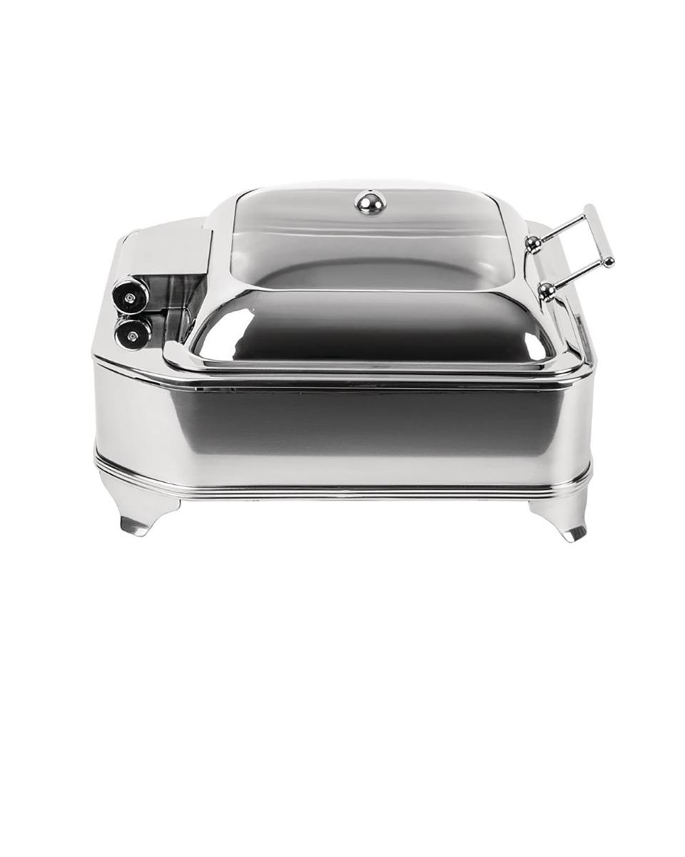 Chafing dish - 6 Liter - Zilver - H 24 x 41 x 41 CM - 220 V - RVS/Glas - Olympia - CB730