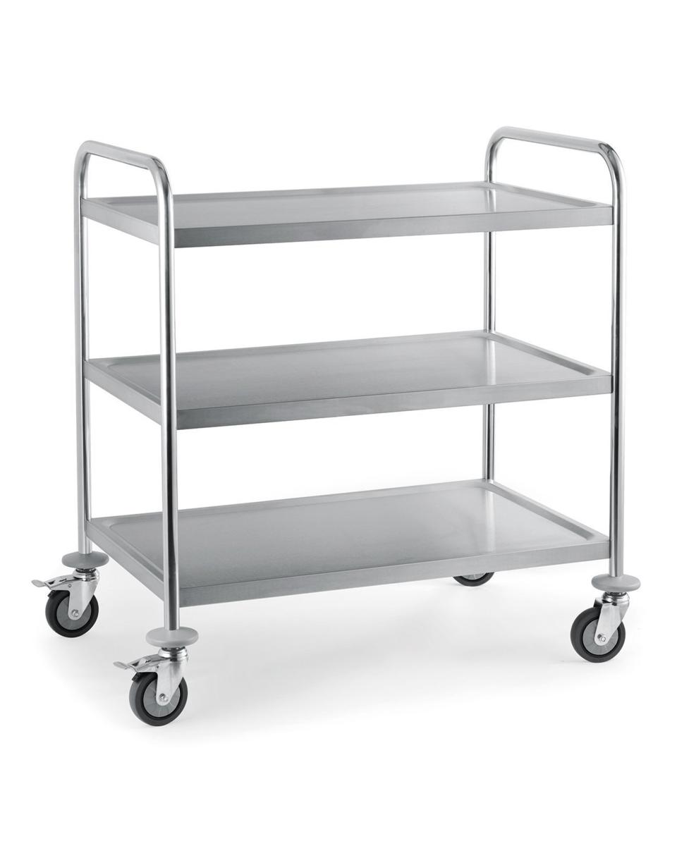 RVS Serveerwagen - 3-niveaus - Gelast extra stevig - Promoline