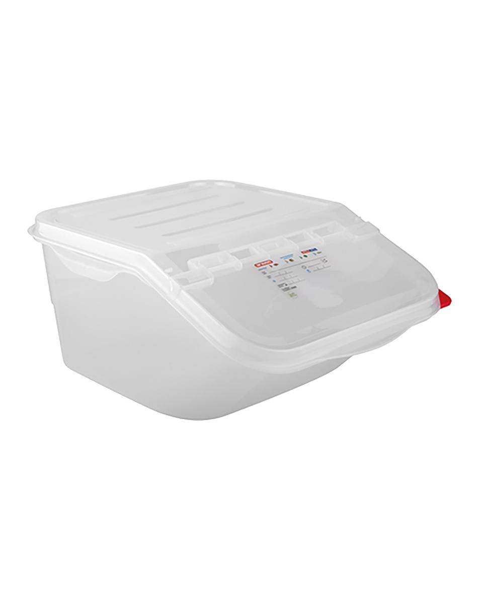 Voedselcontainer - H 20 x 34 x 41.5 CM - 1.124 KG - Polypropyleen - Transparant - 16 Liter - -40°C / +90°C - Scharnierend Deksel - Araven - 962071