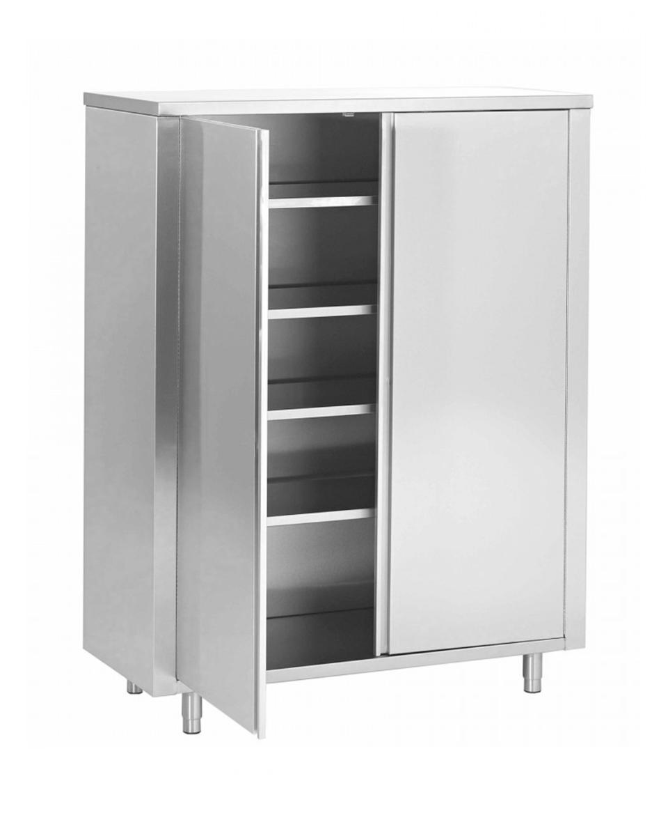 Hoge RVS Kast - Draaideuren - 4 schappen - Promoline