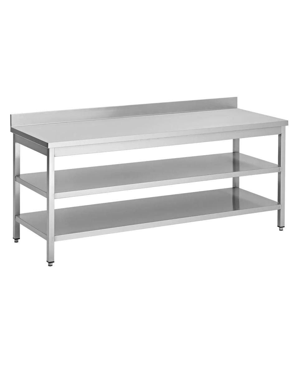 RVS Werktafel - Dubbel Onderschap - Opstaande Rand Blok 10 CM - Promoline