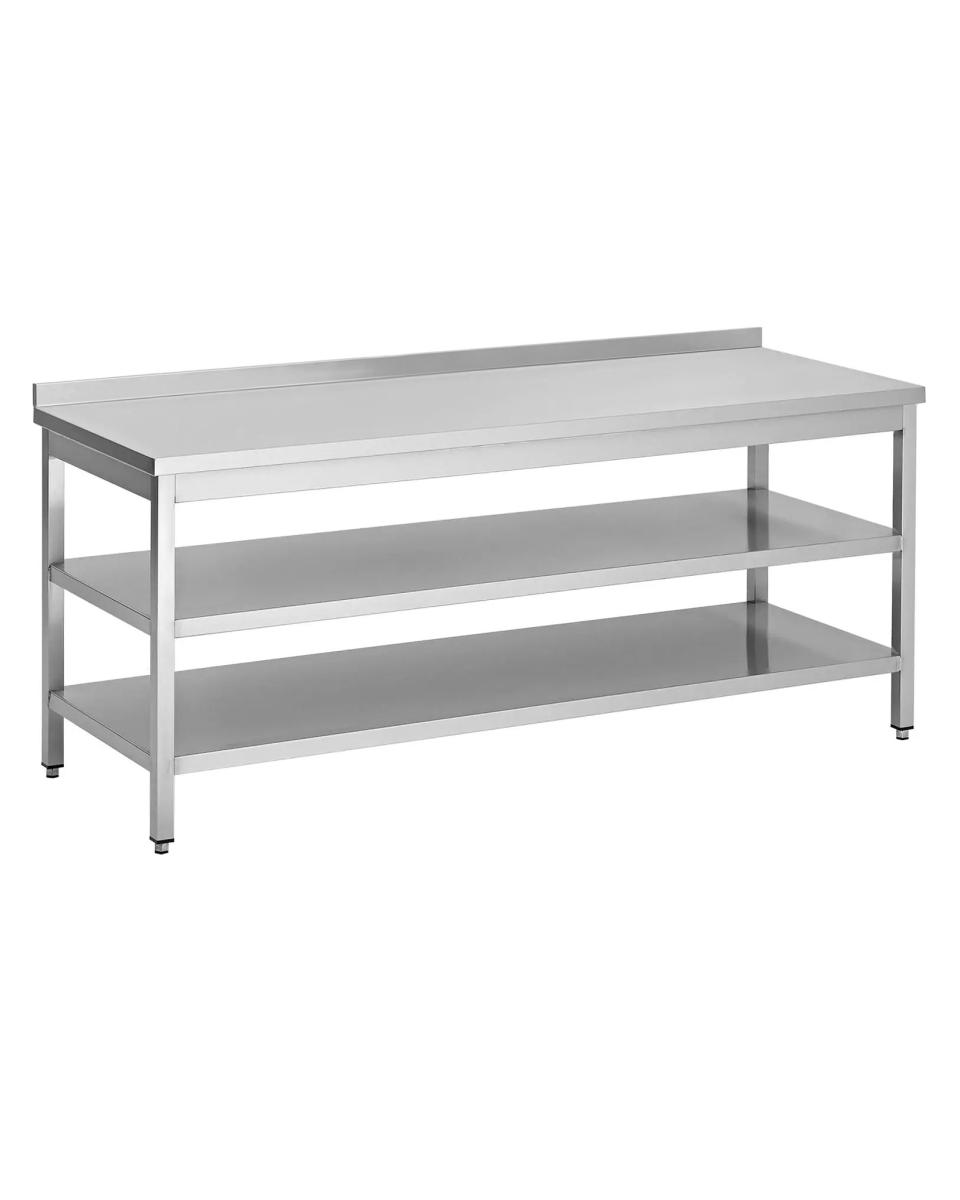 RVS Werktafel - Dubbel Onderschap - Opstaande Rand Plat 4 CM - Promoline