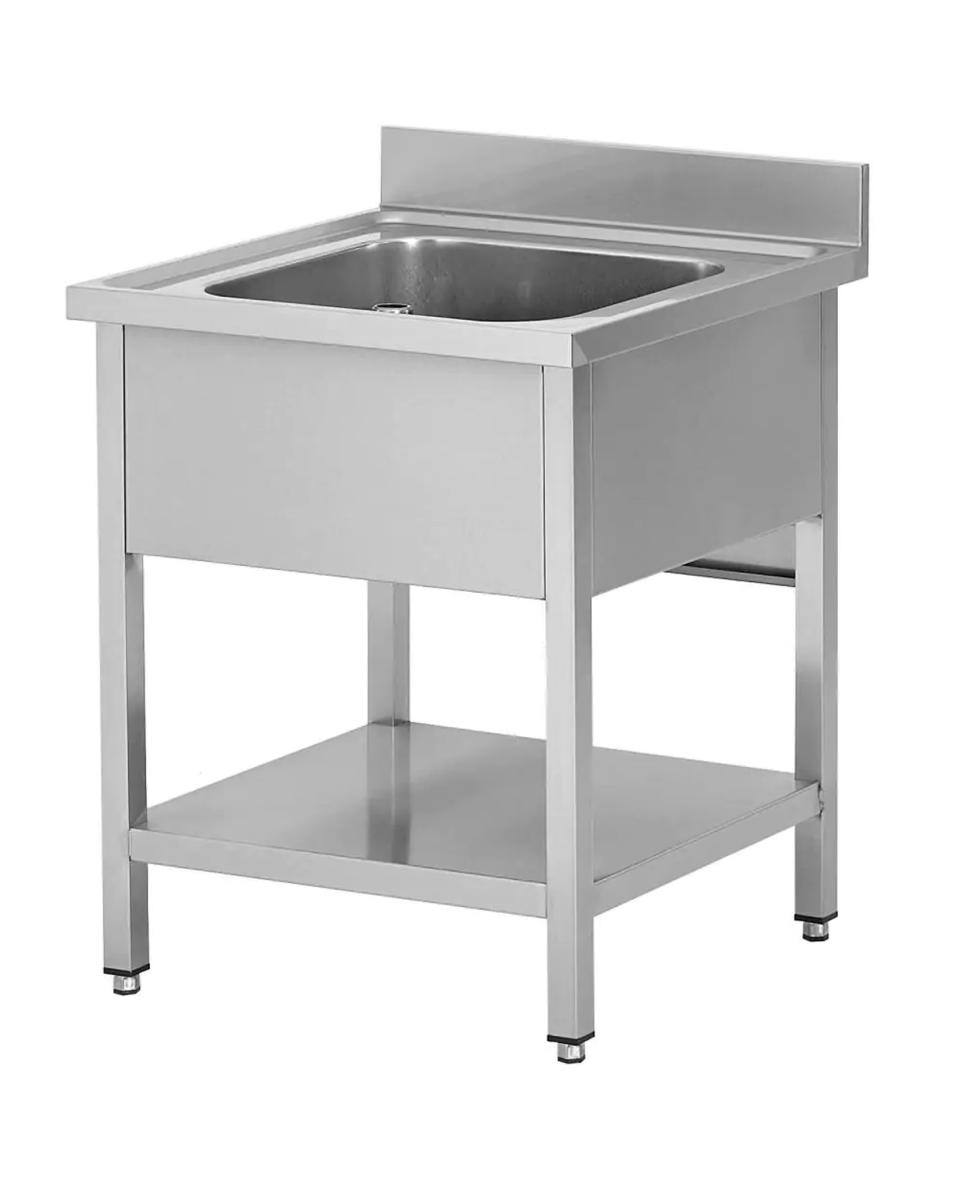 RVS Horeca Spoeltafel - 1 Bak Midden - Met Onderschap - Promoline