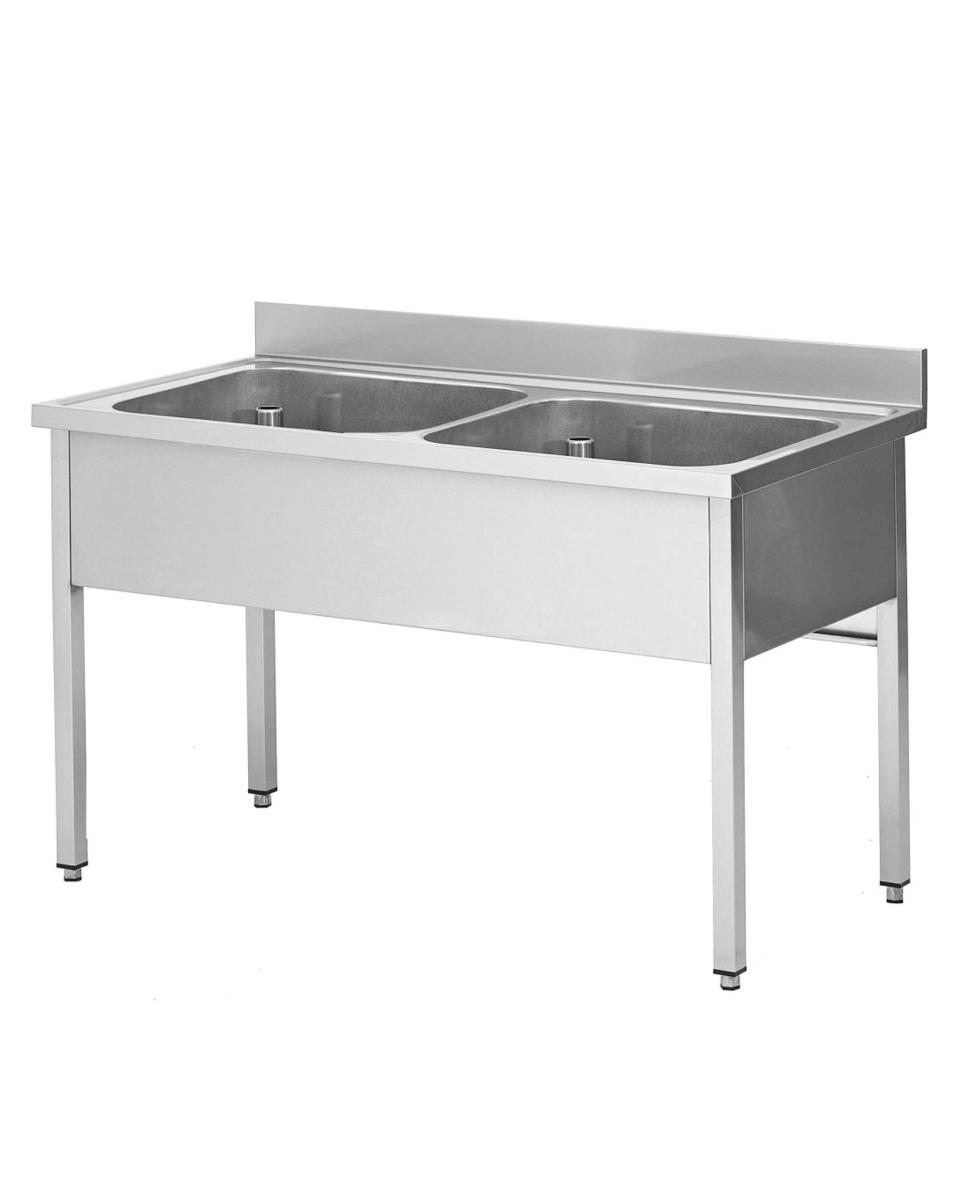 RVS Horeca Spoeltafel - 2 Bakken - Zonder Verlek - Zonder Onderschap - Promoline