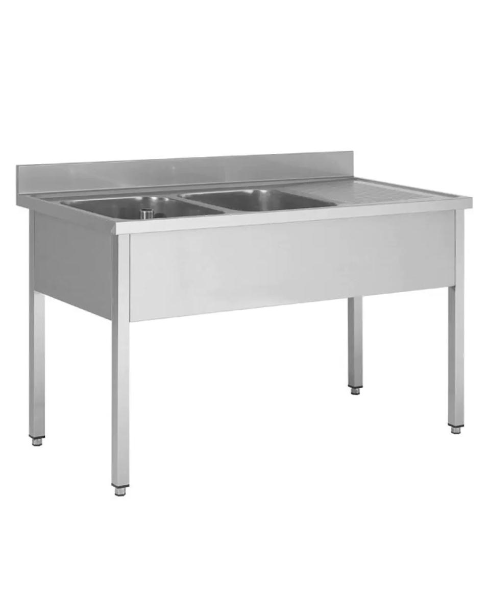 RVS Horeca Spoeltafel - 2 Bakken Links - Zonder Onderschap - Promoline