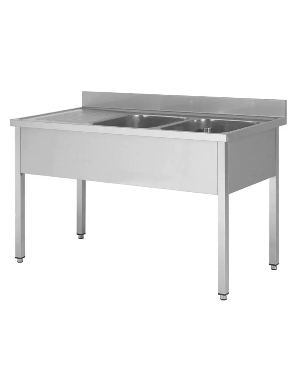 RVS Horeca Spoeltafel - 2 Bakken Rechts - Zonder Onderschap - Promoline