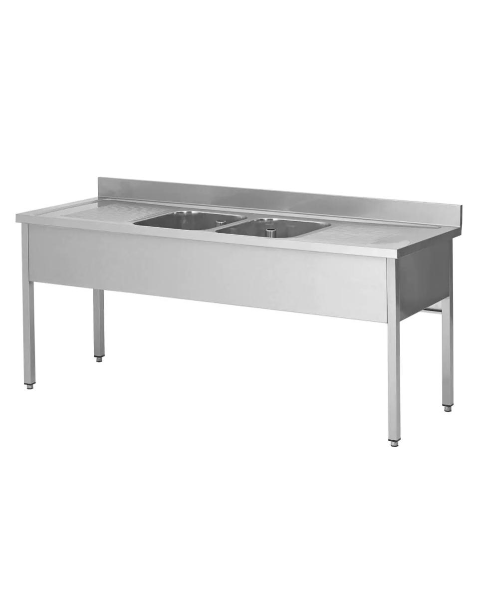 RVS Horeca Spoeltafel - 2 Bakken Midden - Zonder Onderschap - Promoline