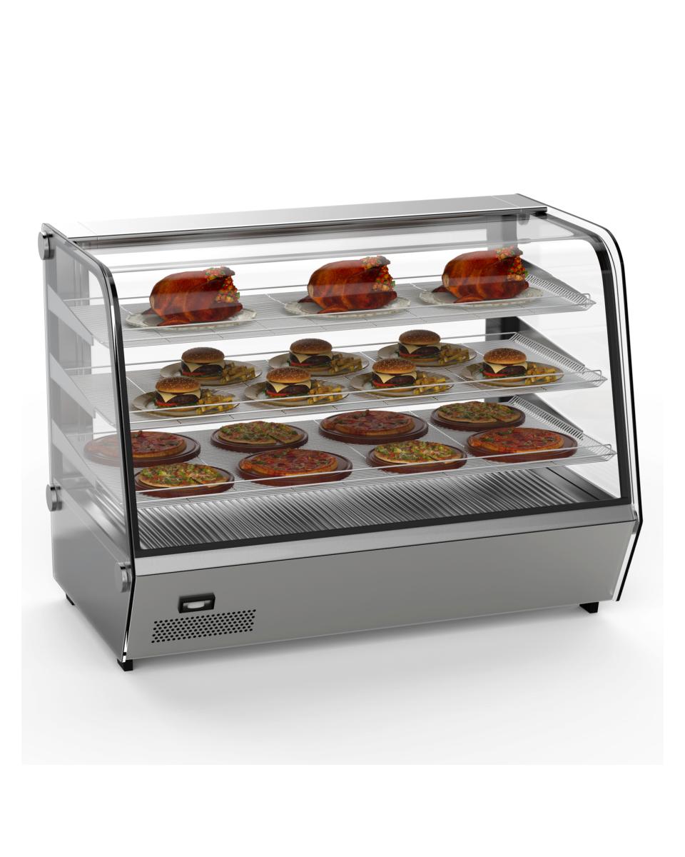 Warmhoudvitrine - 160 Liter - RVS - LED verlichting - Promoline