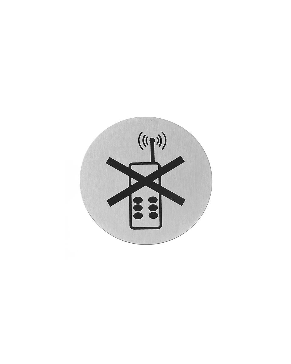 Deurschild - Mobiel uit - Ø 7.5 CM - RVS - Hendi - 663653
