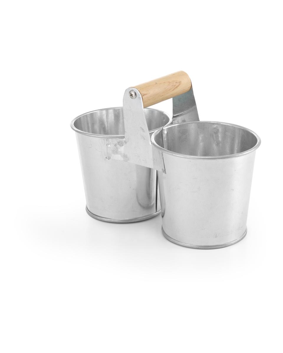 Dubbele emmer met handvat emmer - H 9 X 9.5 X 19 CM - Hendi - 425947